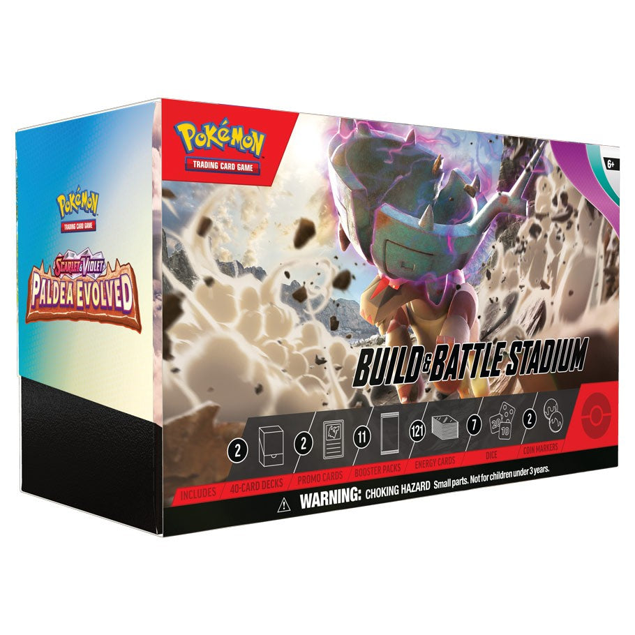 Pokémon TCG - Scarlet & Violet Paldea Evolved - Build & Battle Stadium - Pokémon TCG Scarlet & Violet Paldea Evolved Build & Battle Stadium with dynamic battle scene artwork.