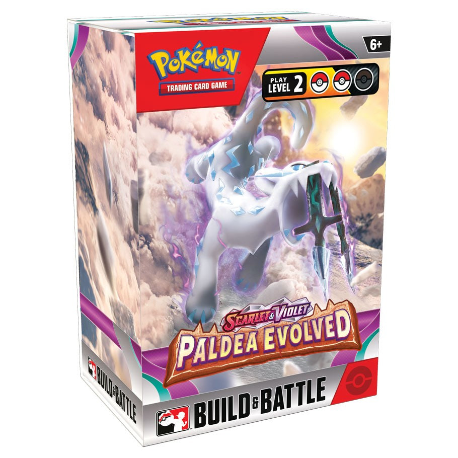 Pokémon TCG - Scarlet & Violet - Paldea Evolved Build & Battle - Pokémon TCG Scarlet & Violet Paldea Evolved Build & Battle box featuring white Pokémon with shimmering crystal wings against .