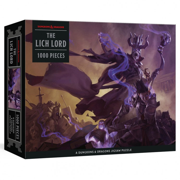 Puzzle: D&D: The Lich Lord 1000pc - Dungeons & Dragons The Lich Lord 1000-piece puzzle box with dark fantasy artwork of a spectral lich wielding a staff.