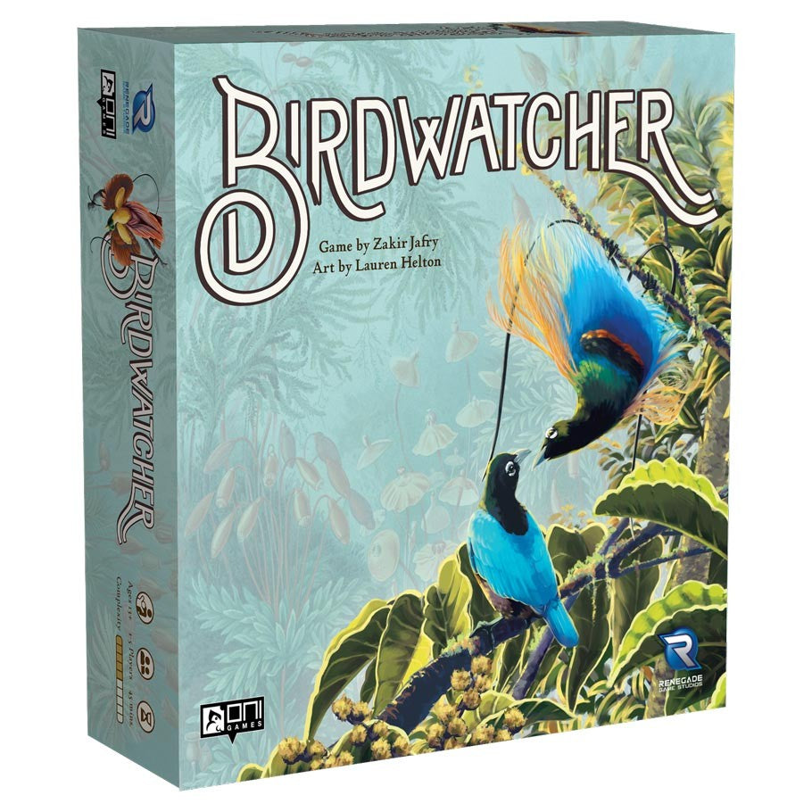 Birdwatcher - Birdwatcher board game box with colorful birds and lush green foliage on the cover.