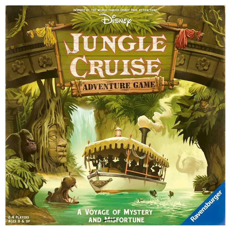 Disney Jungle Cruise Adventure Game - Disney Jungle Cruise Adventure Game box featuring a riverboat cruising through a jungle with lush greenery and carved stone.