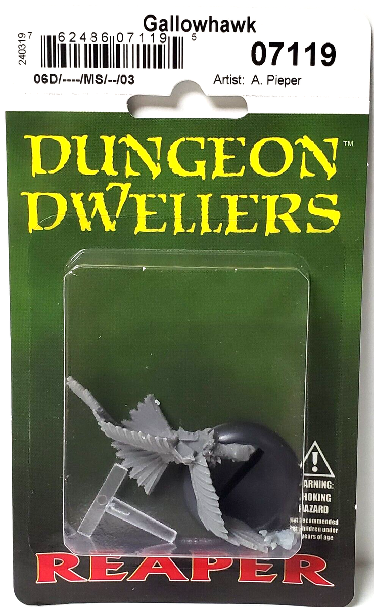 Gallowhawk - Gray plastic miniature of a winged, bird-like creature with detailed feathers and sharp claws on a round black base.
