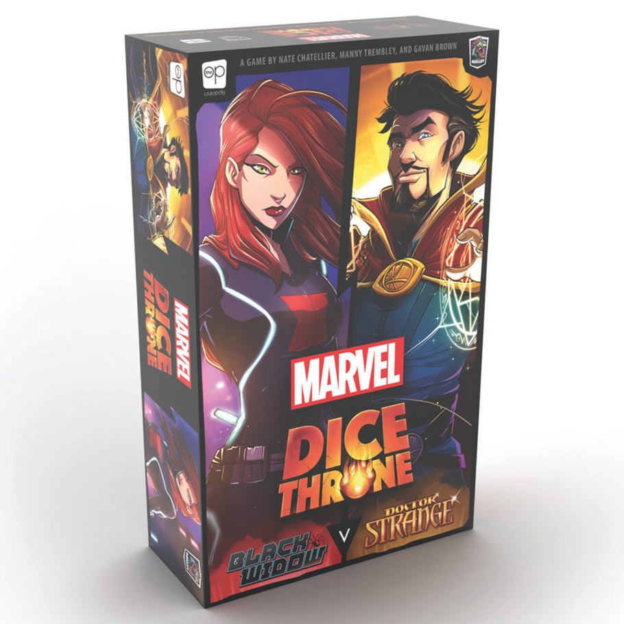 Dice Throne: Marvel: 2-Hero Box 2 - Marvel Dice Throne 2-Hero Box 2 featuring Black Widow and Doctor Strange on black game box.