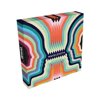 Wavelength - Colorful box of Wavelength party game with overlapping multicolored wave patterns forming face silhouettes.