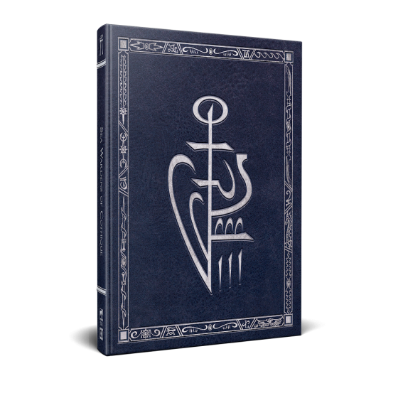 Warhammer Fantasy Roleplay: Sea Wardens of Cothique Collector's Edition - Dark blue hardback book with silver embossed stylized anchor symbol and decorative border on cover.