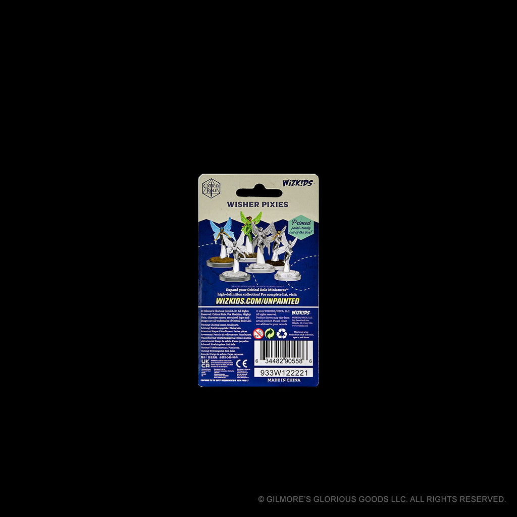 Critical Role Mini: Wisher Pixies - Critical Role Mini Wisher Pixies collectible miniatures packaging with three painted pixie figures on display.