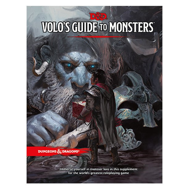 D&D 5E: Volo's Guide to Monsters - Dungeons & Dragons Volo's Guide to Monsters book cover with giant blue-skinned monster and cloaked figure.