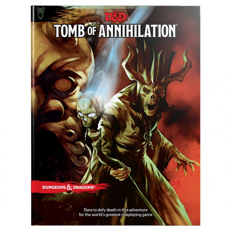 D&D 5E: Tomb of Annihilation - Dungeons & Dragons Tomb of Annihilation book cover with a dark wizard and large stone face sculpture.