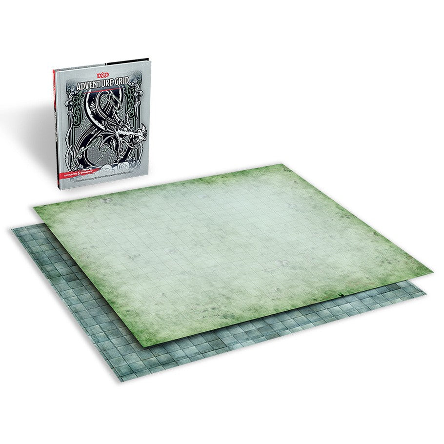 D&D 5E: Adventure Grid - Two Dungeons & Dragons themed grid maps with a fantasy-style box featuring a dragon design.