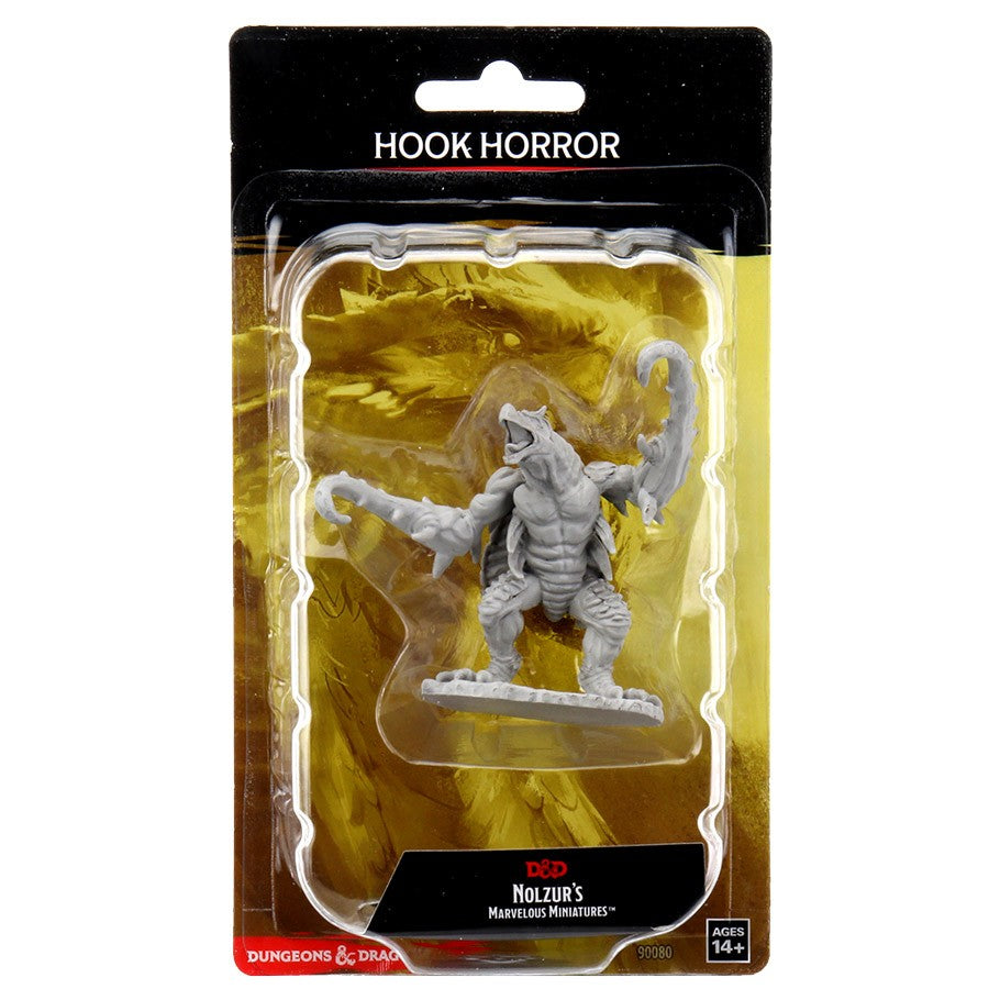 D&D: Nolzur's Marvelous Minis: Hook Horror - Gray plastic mini figure of a Hook Horror with curved claws and segmented body in blister pack.