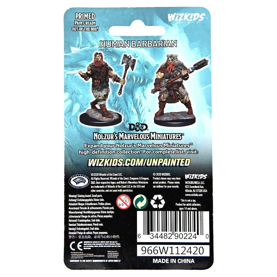 Dungeons & Dragons:: Nolzur's Marvelous Minis: Human Barbarian Male W14 - Dungeons & Dragons Nolzur's Marvelous Minis Human Barbarian collector card packaging with character artwork and product.