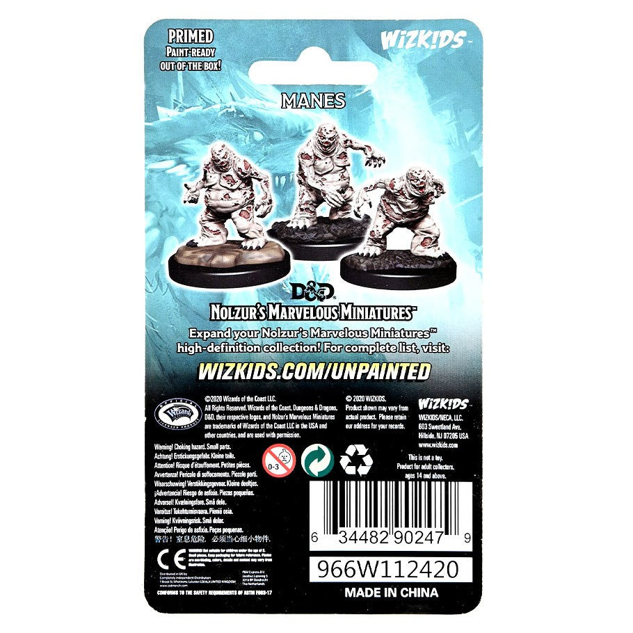 D&D: Nolzur's Marvelous Minis: Manes W14 - Dungeons & Dragons Manes miniature set unpainted plastic figures on display card backing.