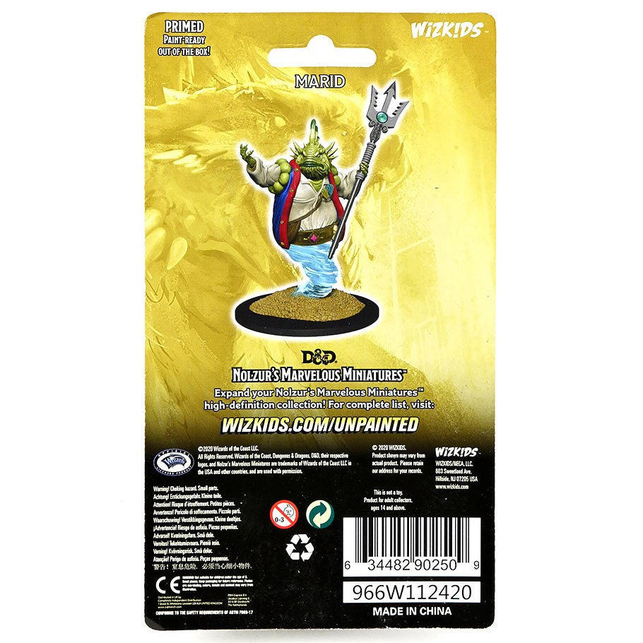 D&D: Nolzur's Marvelous Minis: Marid W14 - D&D Nolzur's Marvelous Minis Marid W14 unpainted plastic miniature on yellow packaging card.