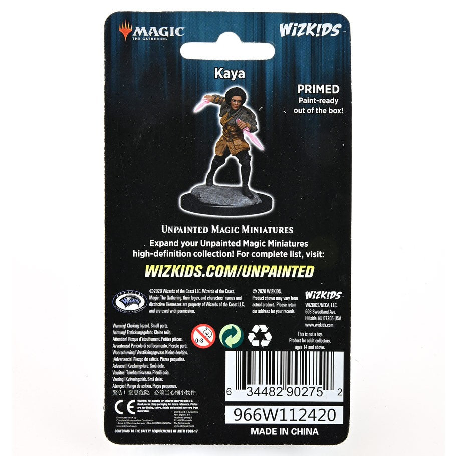 Magic The Gathering: Kaya - Unpainted Kaya Magic The Gathering miniature on black backing card by WizKids.