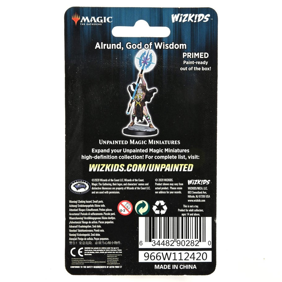 Magic The Gathering: Alrund, God of Wisdom - Magic The Gathering Alrund, God of Wisdom unpainted miniature figure on black backing card.