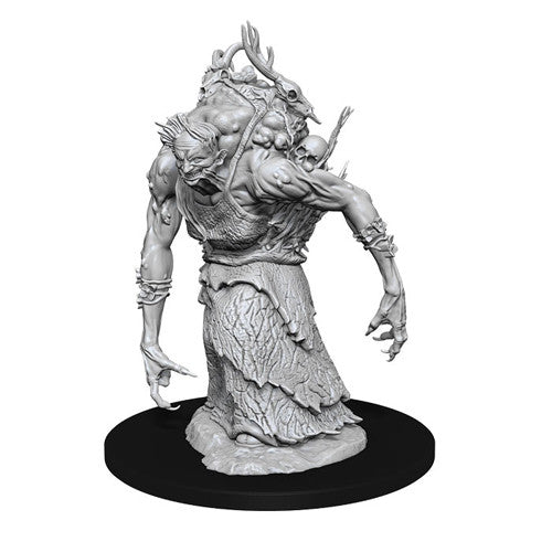 Dungeons & Dragons: Nolzur's Marvelous Minis: Annis Hag - Unpainted resin Annis Hag miniature with muscular arms, clawed hands, and horned head on black base.