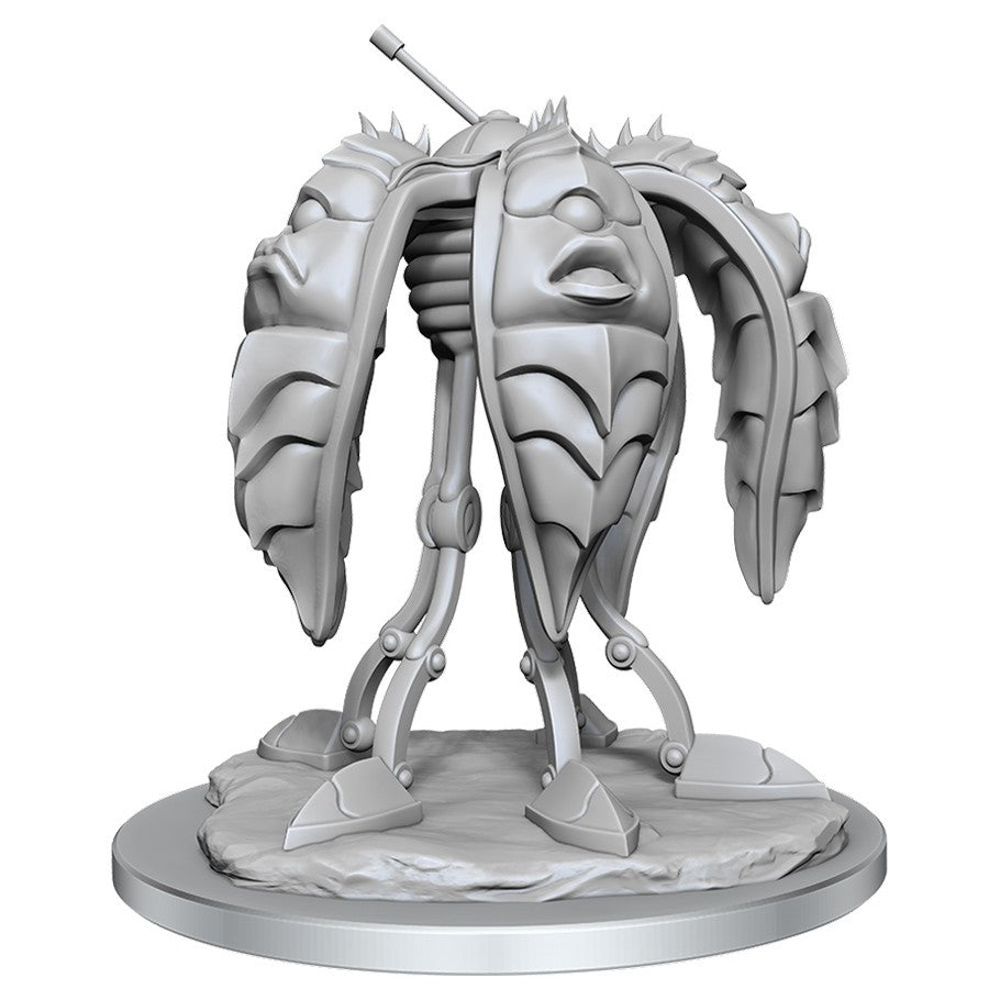 D&D: Nolzur's Marvelous Minis: Pentadrone W16 - Unpainted gray plastic miniature of a mechanical pentadrone with five segmented limbs and insect-like armor plates on a.