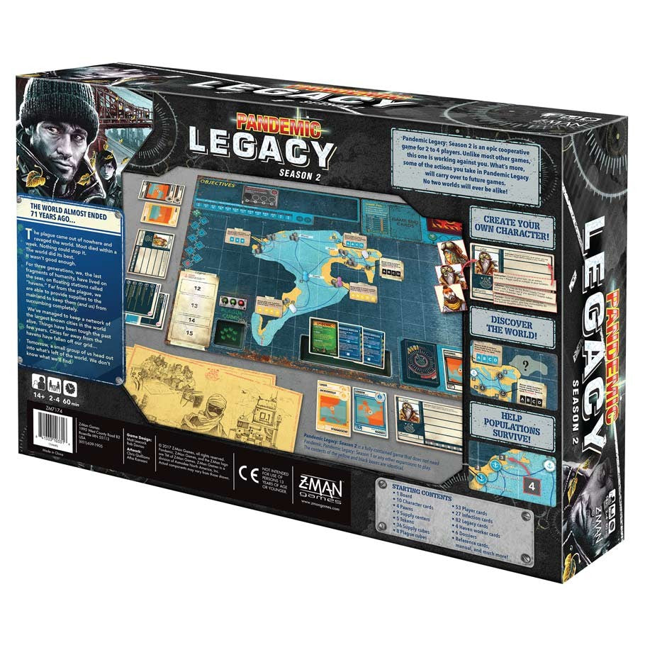 Pandemic: Legacy Season 2 (Black Ed) - Legacy Season 2 board game box showing map, cards, and cooperative gameplay elements on black-themed packaging.