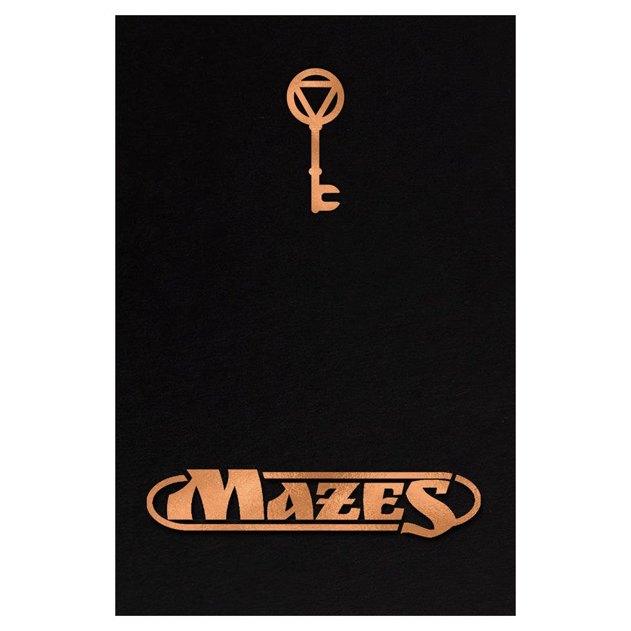Mazes: Fantasy Roleplaying - Black book cover with copper-colored old-fashioned key icon and stylized "Mazes" title at the bottom.