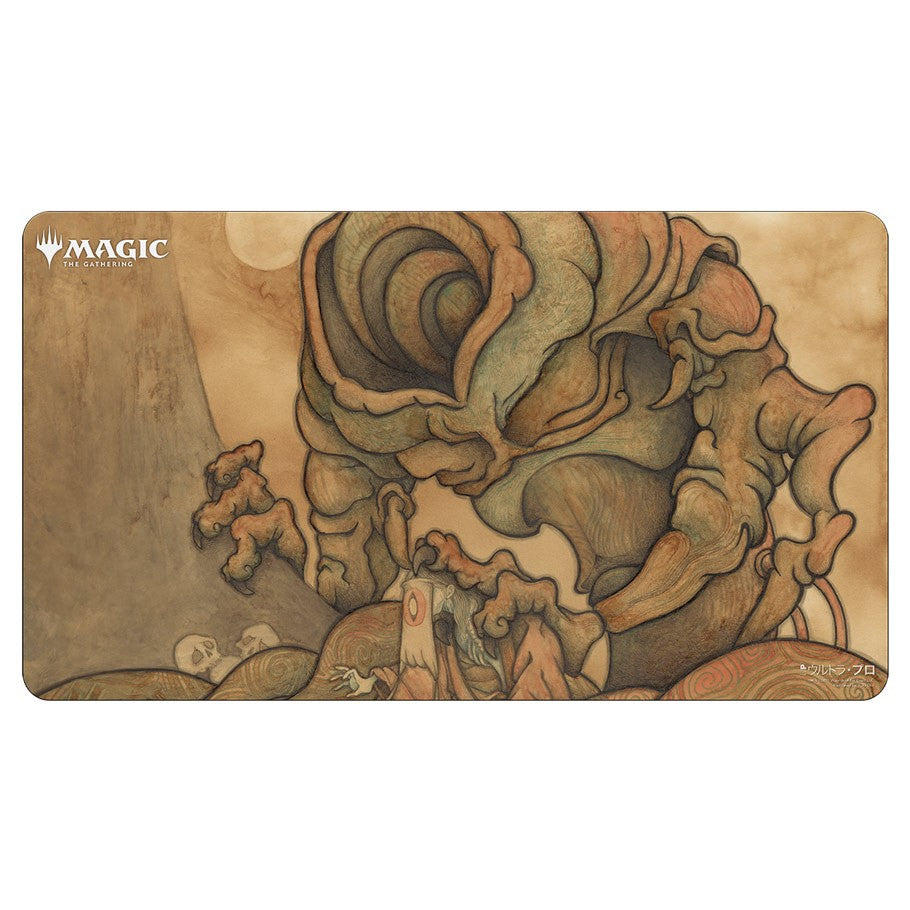 Playmat: JPN: MtG: Mystical Kozilek - The Gathering playmat featuring a detailed, earthy-toned illustration of the Eldrazi creature Kozilek with twisted, organic.