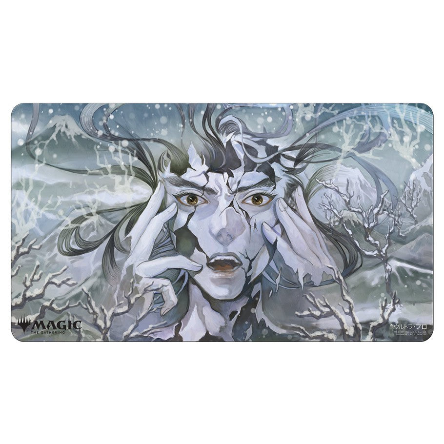 Playmat: JPN: MtG: Mystical Eliminate - Fantasy playmat with a mystical white stag and swirling magical energy in cool blue tones.