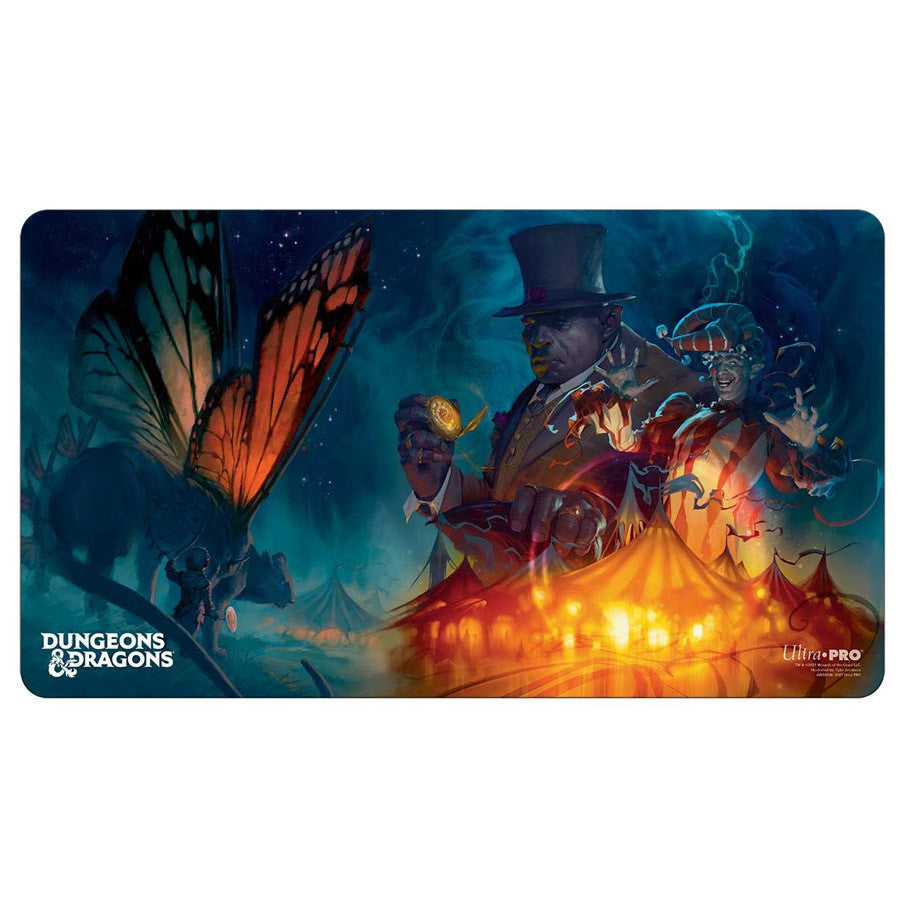 Playmat: Dungeons & Dragons: Fall 21 Book - Dungeons & Dragons playmat featuring a dark figure in a top hat and glowing orange lanterns under a large butterfly wing on.
