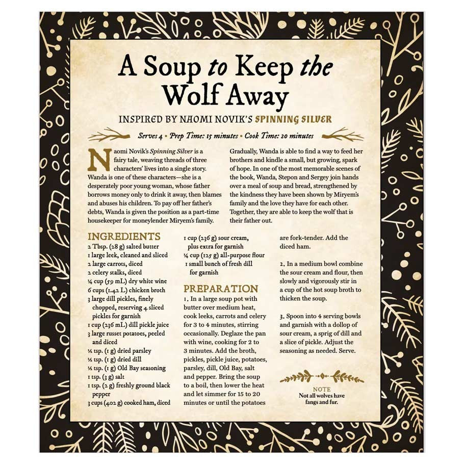 Cooking for Wizards, Warriors, Dragons - Cooking for Wizards, Warriors, Dragons cookbook page showing soup recipe with decorative black and white border.