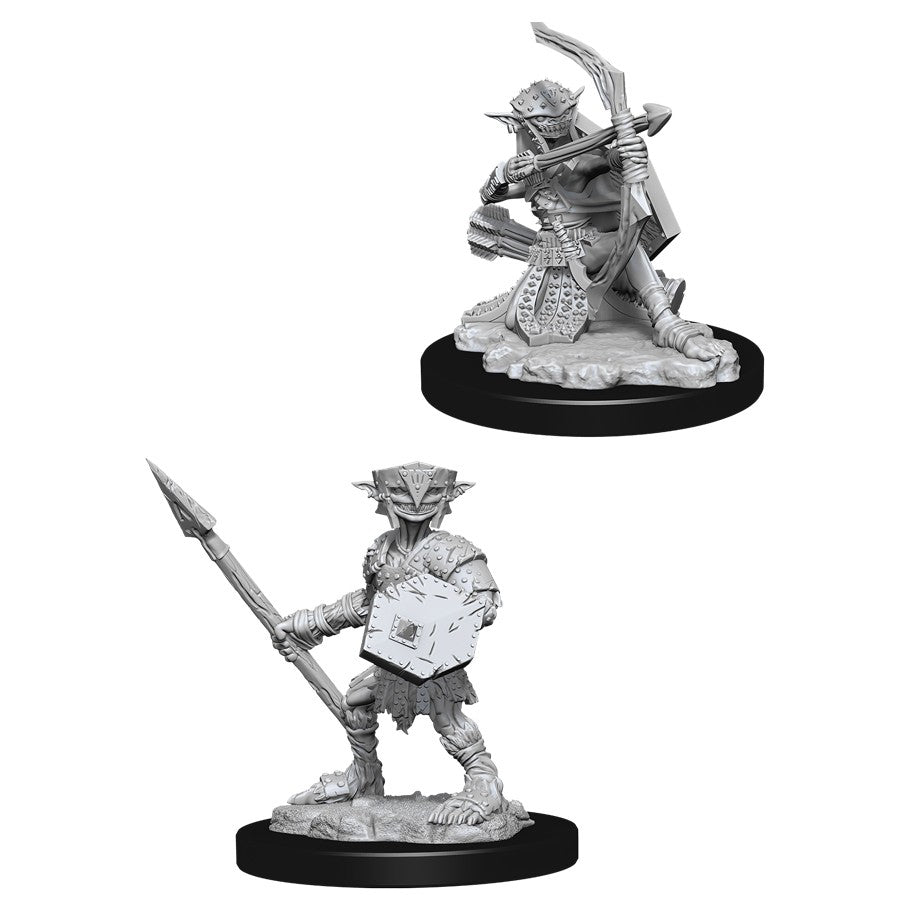 Pathfinder Battles Deep Cuts: Hobgoblin W11 - Fantasy hobgoblin miniature with spiked armor, bow, and spear on round bases.