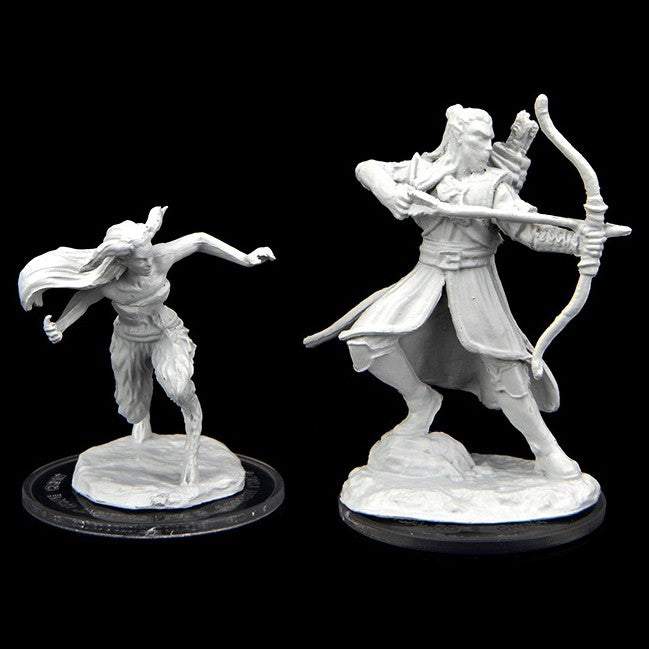 Critical Role Mini: Verdant Guard Marksman & Satyr - Unpainted fantasy minis of a satyr mid-motion and an armored archer aiming a bow.