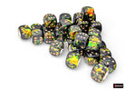 Chessex d6 Dice Block - Deep Forest/gold 12mm (36 dice) - Set of 36 translucent deep forest green acrylic d6 dice with gold pips, 12mm cubes.