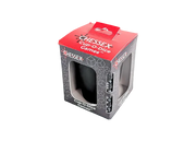Cup-O-Dice Games™ - Black (PREORDER) - Black dice cup with white dice inside, packaged in a red and black box with clear windows and white branding text.