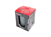 Cup-O-Dice Games™ - Grey (PREORDER) - Grey cylindrical dice cup made of smooth material in black and red HESSEX branded packaging with hexagonal patterns.