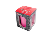 Cup-O-Dice Games™ - Rose (PREORDER) - Compact pink dice cup with matching pink dice inside, packaged in a black and red Chessex box with clear windows.
