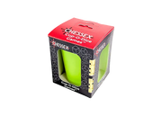 Cup-O-Dice Games™ - Neon Green (PREORDER) - Black and red box packaging with clear window showing neon green dice cup inside.