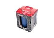 Cup-O-Dice Games™ - Sapphire Blue (PREORDER) - Sapphire blue cylindrical dice cup in black and red hexagonal-themed packaging with clear window.