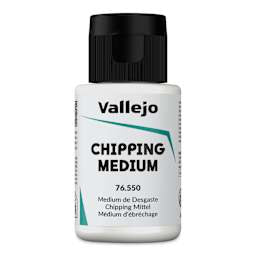 Vallejo Chipping Medium (35ml) - White plastic bottle of Vallejo Chipping Medium paint with black screw-on cap and black and teal text label.