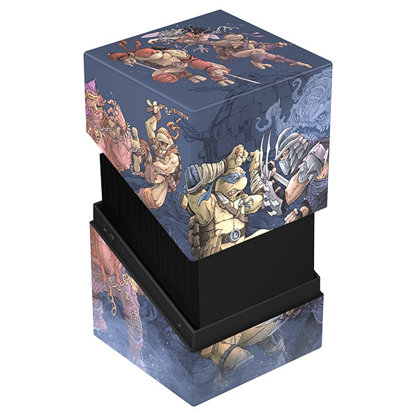 Ultimate Guard RTE Boulder 100+ Deck Case: Teenage Mutant Ninja Turtles - Technodrome Battle - Rectangular deck case with Teenage Mutant Ninja Turtles Technodrome Battle artwork on the lid, featuring colorful cartoon.