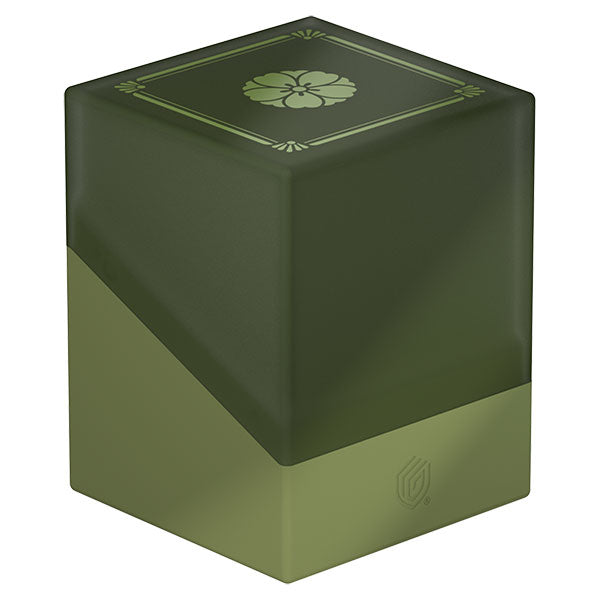 Ultimate Guard Boulder 100+: Shogun's Journey Part 3 - Suirei - Two-tone green rectangular deck box with a floral emblem on the top and a smooth matte finish.