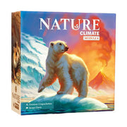 Nature: Module 6: Climate (PREORDER) - Board game box with a polar bear standing on ice, volcanic eruption and snowy mountains in the background, titled Nature.