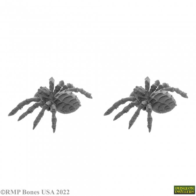 Giant Spider (2) - Two skeletal giant spider figurines with detailed segmented legs on white background.