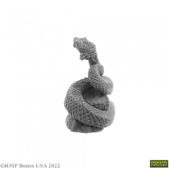 Giant Snake - Gray coiled skeletal snake figure with detailed vertebrae and textured ribs.