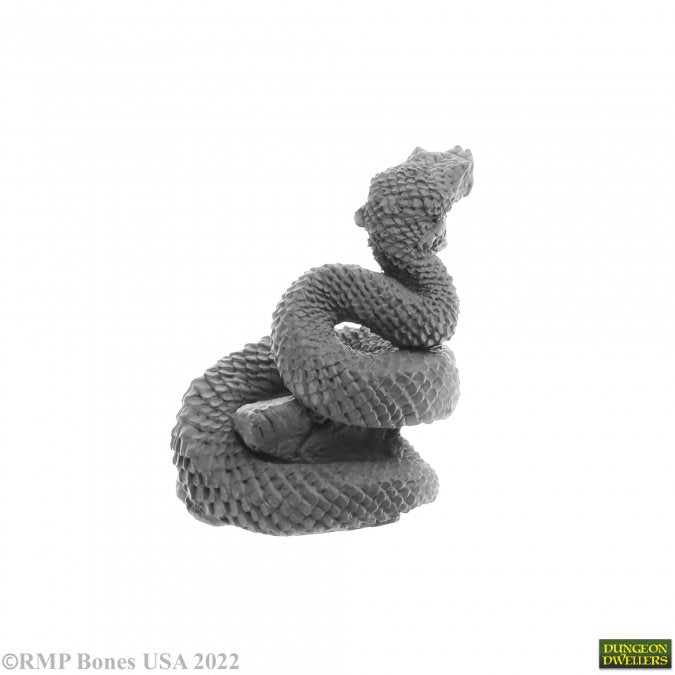 Giant Snake - Coiled gray skeletal snake figure with detailed scales and raised head forming an S-shape.