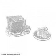 Small Gelatinous Cube (Clear) - Small clear gelatinous cube with a slimy, translucent texture next to a similarly clear round base with gel-like details.