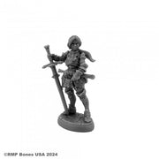 Helga, Female Landsknecht - Female warrior miniature in detailed medieval armor holding a large sword with a confident stance.