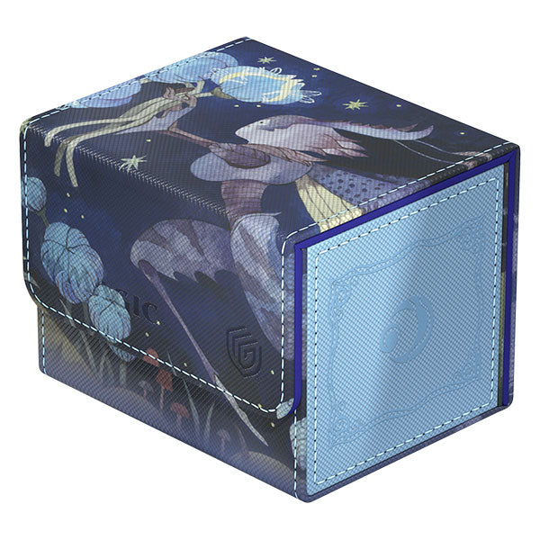 Ultimate Guard Sidewinder 100+ Xenoskin Deckcase: Lorwyn Eclipsed - Bitterbloom Bearer - Dark blue rectangular card deck box with fantasy artwork featuring a winged bear-like creature, subtle starry accents, and.