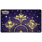 Playmat: Pokemon- Stitched Abra Evolutions - Rectangular dark purple playmat featuring embroidered yellow Pokémon Abra, Kadabra, and Alakazam evolutions with cosmic star