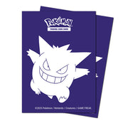 Apex Deck Protectors - Elite Series Gengar (105ct) - Purple card sleeves featuring a white silhouette of Gengar with a mischievous grin, Pokemon logo above.