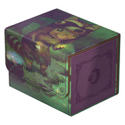 Ultimate Guard Sidewinder 100+ Xenoskin Deckcase: Lorwyn Eclipsed - Glister Bairn - Green and purple holographic card deck case featuring a whimsical creature illustration and embossed detailing on the side.