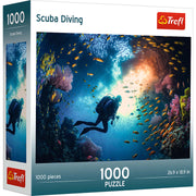 Puzzle: Scuba Diver 1000 Piece - 1000-piece puzzle featuring vibrant underwater scene with scuba divers and colorful coral reefs.