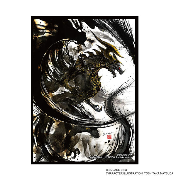 Square Enix Card Sleeves: Final Fantasy - Bahamut - Card sleeves featuring black and gold dragon artwork with dynamic brushstroke style on a white background.
